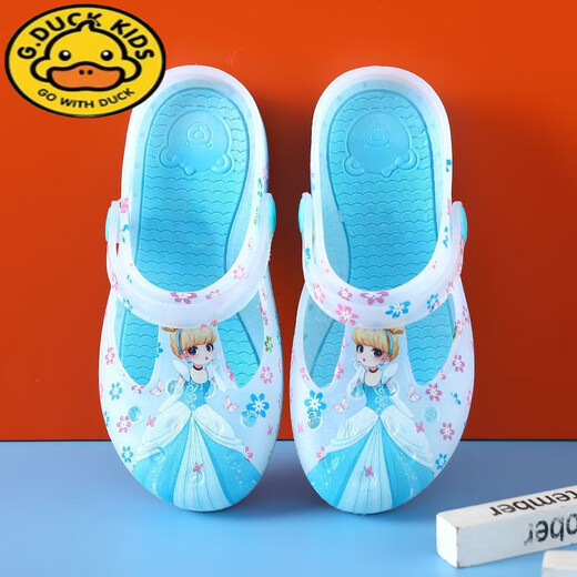 G. Duckkids Damen-Lochschuhe Mädchen Jelly Bag Kopf Sandalen mittelgroße Kinder Eltern-Kind-Anti-Rutsch-Strandschuhe tragen Sommer-Kinderlappen-Jelly Prinzessin Blau 30