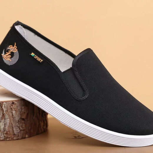 【风生水起】老北京布鞋男夏一脚蹬休闲鞋男士舒适透气软底工作鞋 黑色-风生水起 41