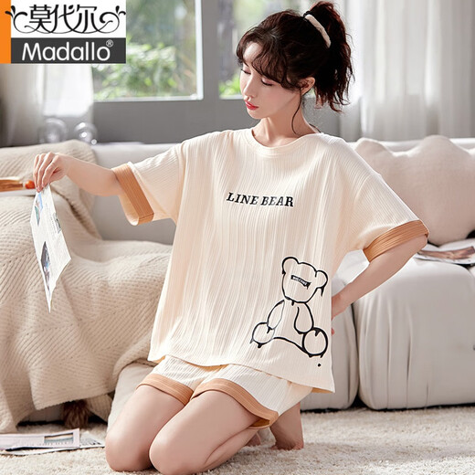 Modal pajamas for women in summer pure cotton cute thin student shorts for spring and autumn two-piece suit for outdoor wear GXT6630 L (recommended 95-115Jin [Jin equals 0.5 kg])