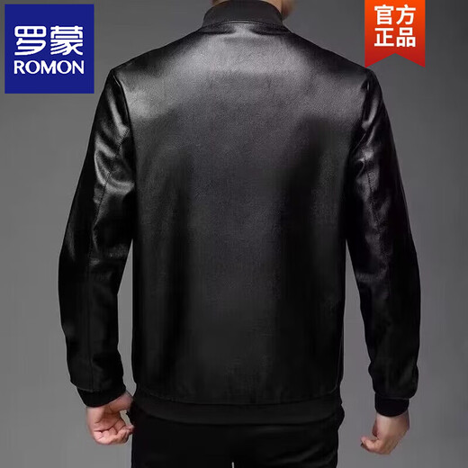 ROMON Men's Priority Baseball Collar Leather Jacket Men's Autumn New Trendy Versatile Handsome Motorcycle Pu Leather Jacket Men's 817 Black Recommended 120-135 Jin Jin equals 0.5 kg XL
