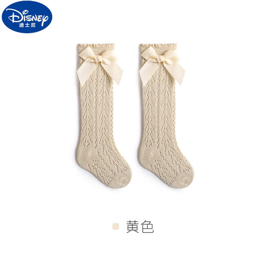 迪士尼（Disney）婴儿袜子夏季薄款中筒袜新生儿宝宝公主长筒袜小腿袜儿童女童网眼 白色 1-3岁 S【鞋码16-22码】
