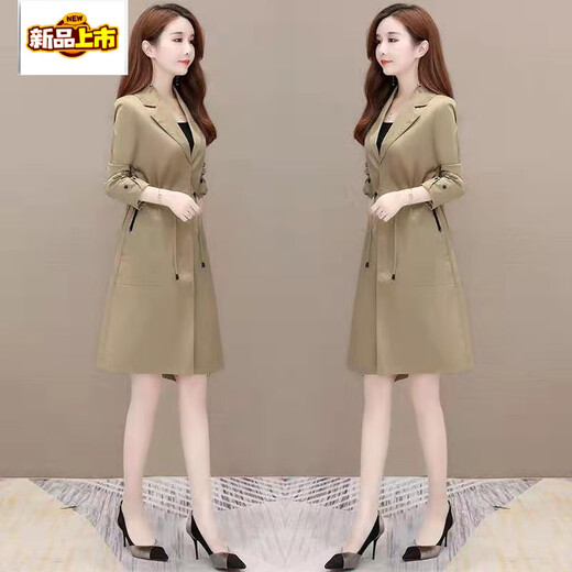 First diameter lining windbreaker jacket for women medium length large size slim fit waist thin casual top for women red 5802# windbreaker lining M 85-95