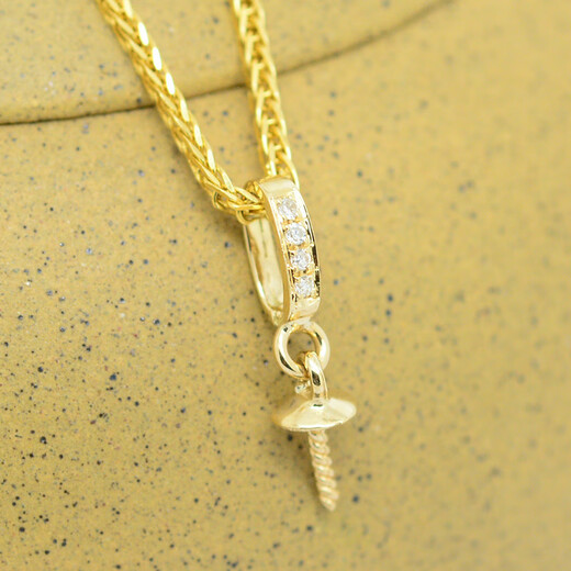 Changju 18K gold pearl buckle 18K gold buckle red, yellow and white three-color spot single row diamond pendant buckle bead plate buckle head 18K gold