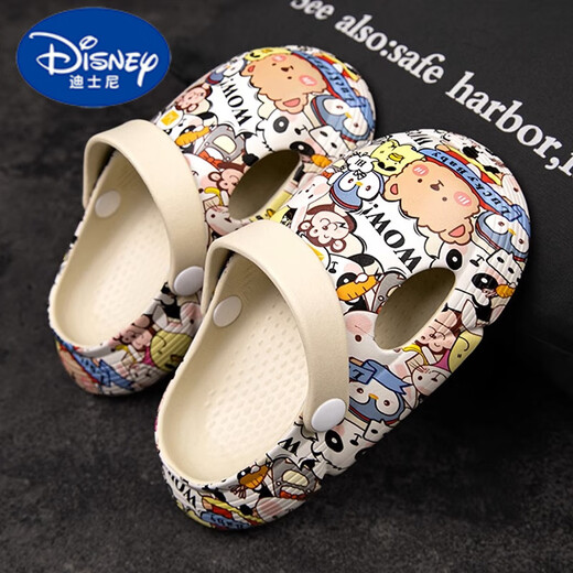 迪士尼（DISNEY）儿童洞洞鞋2025夏季新款男童凉鞋防滑小童男孩包头沙滩鞋宝宝软底 小熊 24
