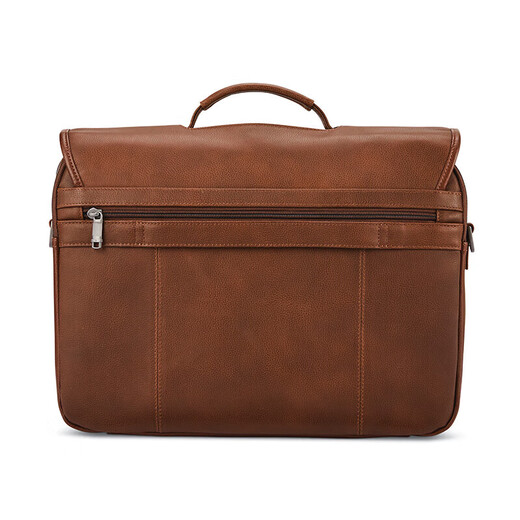 Samsonite fashionable and simple men's business trip briefcase portable cross-body computer bag yellow brown leather 1260401221 17 inches large bag