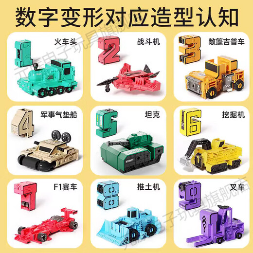 
Yuan Clan Number Deformation Toy 0 to 9 Enlarged Combination Robot 3-6 Years Old Children's Diamond Mecha Car Boy 8 Gifts Increase Number 1-5 [Mail Order Box] Helmet Armor