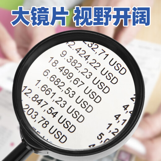 驿普路（YIPULU）手持式阅读放大镜光学镜片橡胶手柄高倍高清老人学生读书看报维修 XT-671（100mm）
