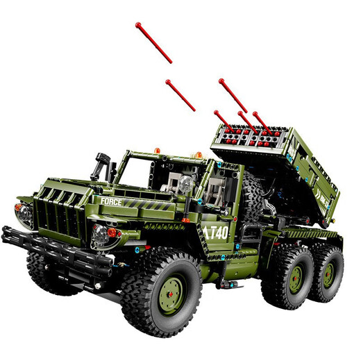IE high building blocks compatible with military off-road armored vehicles World War II Katyusha rocket launcher heavy electric children's toys 99A large tank (remote control version) 3506 particles