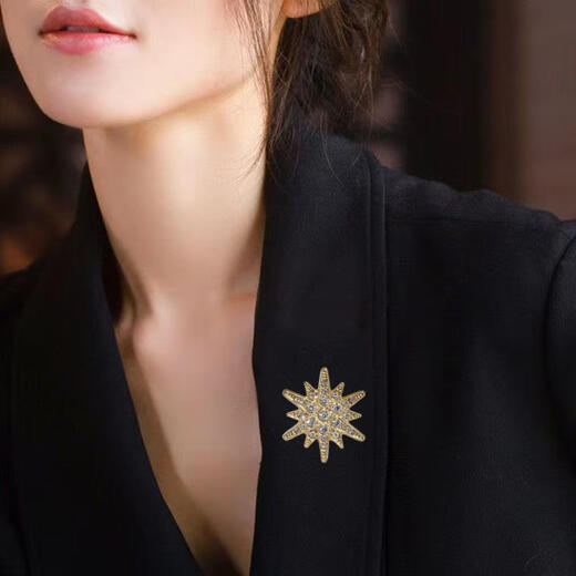 香莜儿胸针男士西装衬衫领针配饰水晶扣针防别针扣男生婚礼胸针装饰 皇冠金底白钻