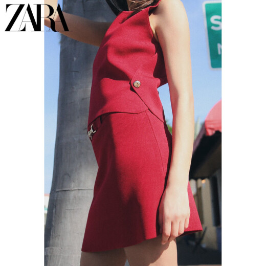 ZARA2025春季新品 女装 侧面纽扣饰针织背心式马甲 4192129 691 中红色 S (165/84A)