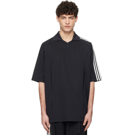 Y-3/Y3 男士潮牌经典三杠学院风时尚休闲半袖体恤T恤 JM3222 黑色 JN4877 2XL