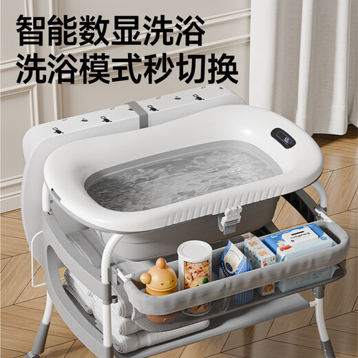 Guten Morgen für den kleinen Master Bebemorning 2-in-1 Windel Tisch Babypflege Tabelle Neugeborene Windelmassage Off-White (mit Badewanne + Zwei-in-1