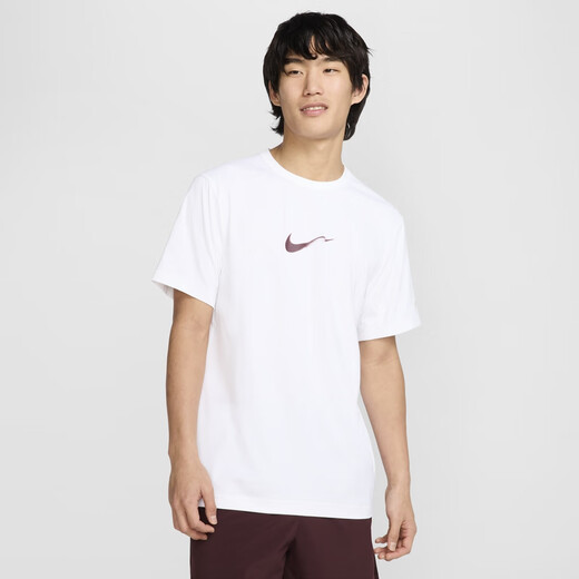 耐克（NIKE）官方HYVERSE DRI-FIT男子防晒速干短袖上衣夏季T恤HV4882 100白/鲜亮勃艮第酒红/银 M