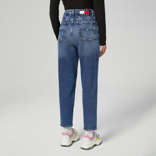 Tommy Hilfiger Tommy Jeans Herbst und Winter Frauenmodet Flagge Sticke Ripped Kegelwäsche Kegeljeans 13586 Denim Blue 1A5 25