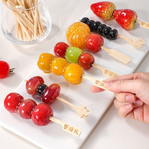 Lan Shengjia candied haws skewers candied haws bamboo skewers bamboo skewers fruit forks full set of disposable making tools and materials special candied haws skewers - DIY making tools three-piece set 50 pieces packaging bag + tie + bamboo skewers