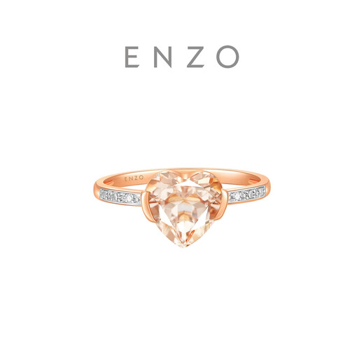 Chow Tai Fook ENZO classic series heart-shaped 18K gold inlaid morganite diamond ring EZV318 birthday gift No. 11