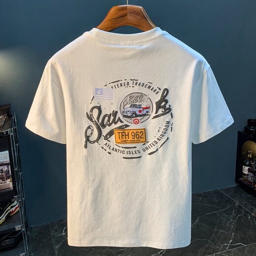 Футболка Jeep Spirit White For Men Summer New High-end Trend Trend Printed Fot Forted For Men American Light Luxury Comense Fot Forted Forteeded For Men Grey [JSW9906 Grey] XL подходит для 124-140JIN [Jin Equals 0,5 кг] Wear