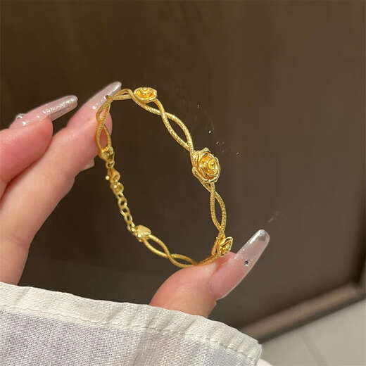 Library selection of explosive gold wrapped rose bracelet for women 2024 new sweet style double layer wrapped design bracelet rose bracelet
