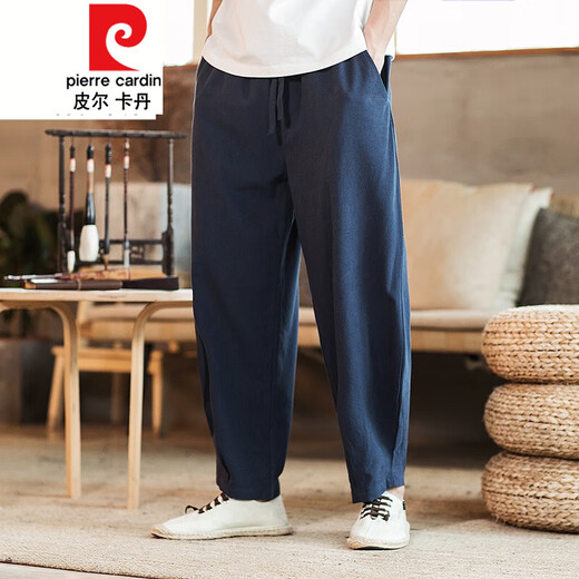 Pierre cardin Chinese style cotton and linen men's pants summer thin retro bloomers loose wide-leg trousers men's linen casual pants khaki XL [recommended weight 140-150 Jin [Jin equals 0.5 kg]]