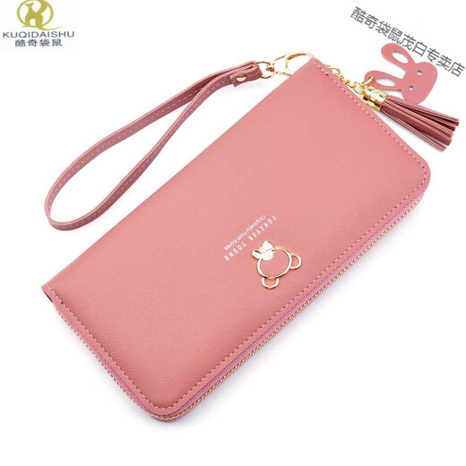 Kuqidaishu italienische Handwerksmünze Brieftasche junge Damen Lange Brieftasche süße Brieftasche Reißverschluss Kupplung Clutch Hand Grab Bag Schwarz