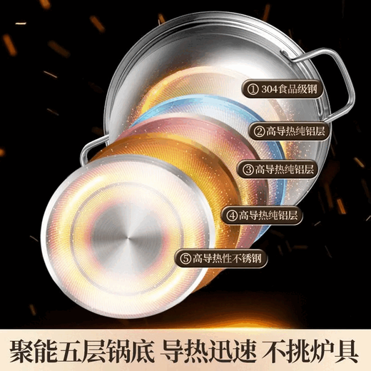 Xiangfenglaiyu 316 stainless steel steamer extra thick multi-bottom three-layer soup steamer double-layer household steamer soup pot multi-purpose large water pot multi-bottom three-layer steamer thickened 32cm 13 inches