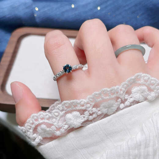 Library selection 12.27 natural topaz ring for women S925 silver inlaid colorful gem live ring cherry blossom (rotatable) opening adjustable