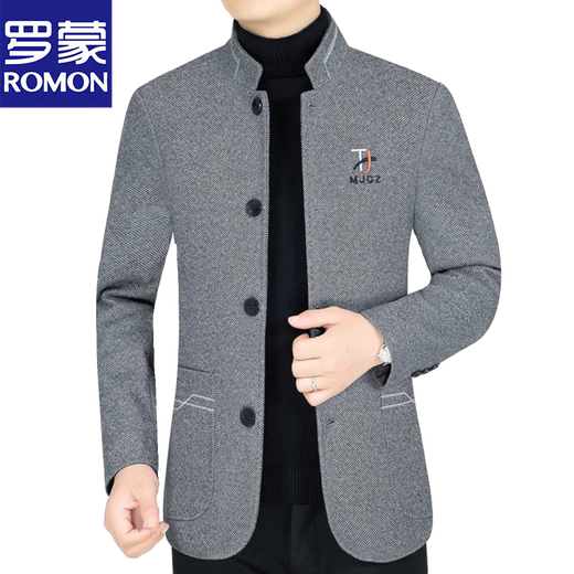 Luo Meng Autumn and Winter Woolen Jacket Middle-aged Men Stand Collar Casual Jacket Dad's Clothing 2025 New Top B28261# Navy Blue XL 180 Recommendation 135-145Jin Jin equals 0.5 kg