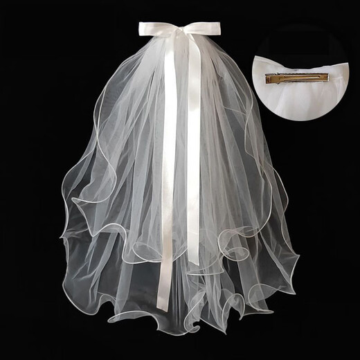 Sweet spots white veil headdress get marriage proposal photo props bride marriage engagement registration main wedding dress female puffy yarn
