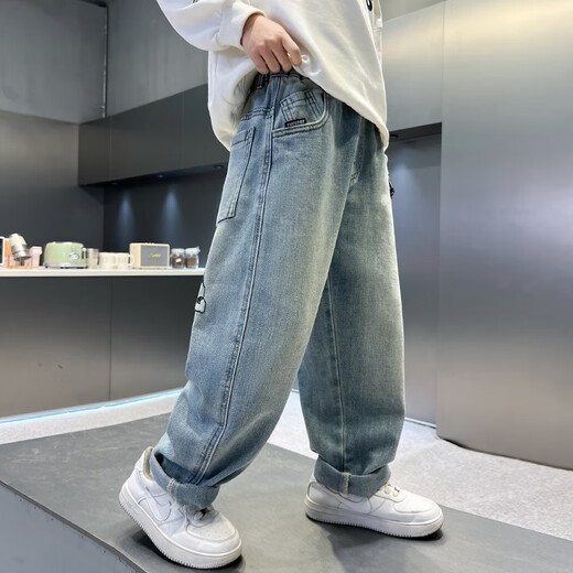 Pantalon de ThinkPire Boys's Gin Children's Jeans Pantalon pour enfants 2025 Été de taille moyenne pantalon décontracté pour enfants de taille moyenne 9-14 ans 25k801 Style d'été 150 taille recommandée 145 cm