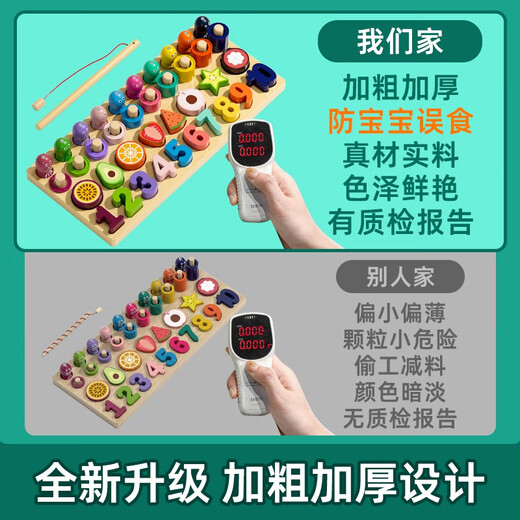 Zhexiang Deutsche Qualität Kinder digitales Spielzeug 0-3 Jahre alte Baby-Formpaarung Spielzeug Puzzle Baby Holzspielzeug 1 Montessori Fünf-in-eins-Smart Board + Großbuchstaben Kognition