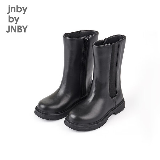 Jnby por Jnby Jiangnan Buddies Ropa para niños Botas de tubo de medio cuero Multicolor cómodo, de otoño e invierno, niños y niñas niños 6o9m13590 001/negro 33 tamaño