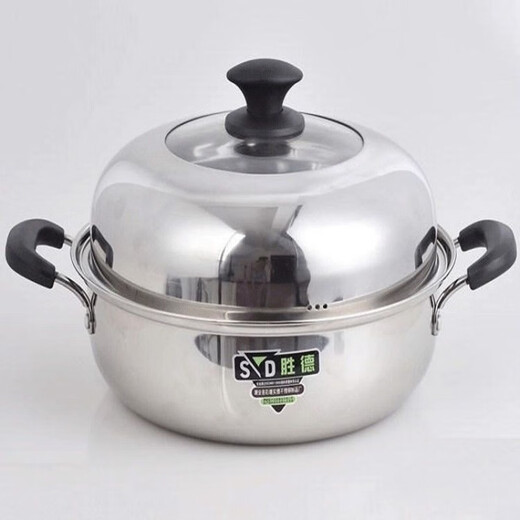 FANCYCHIC extra thick stainless steel steaming soup pot high lid hot pot dual-purpose steamer single-layer household steam seafood steam sauna pot steaming dual-purpose double sauna pot for 12 people 36cm