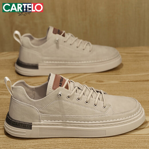 Kartelschuhe Herren 2025 Sommer Freizeitschuhe Herrenschuhe Mode britische Lederschuhe Trendy weicher Sohle Schuhe Beige 42