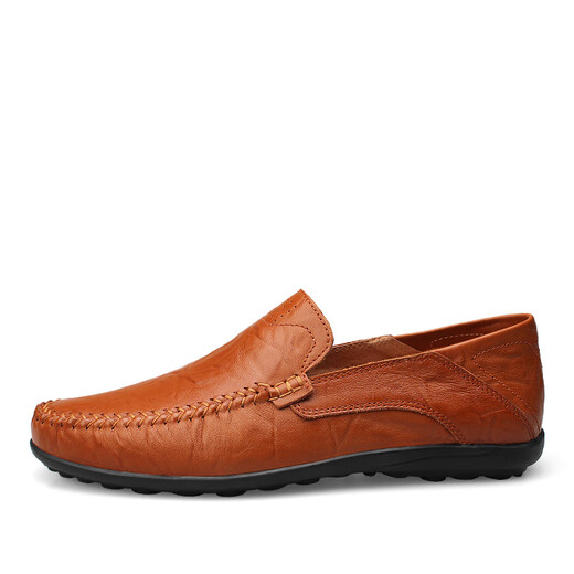 Dragonfly brand 100% genuine cowhide special price off-size casual leather shoes for men summer slip-on soft sole dad business leather shoes 8008 black genuine leather 40