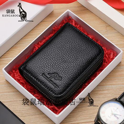 Bolsa de tarjeta de cuero genuina de canguro para los hombres Certificado de tarjeta multi-tarjetas antidemagnetización Anti-thtt Clip Licencia de conducir de gran capacidad Caja de tarjeta de conducir pequeña Integrada Posición de 20 tarjetas JD
