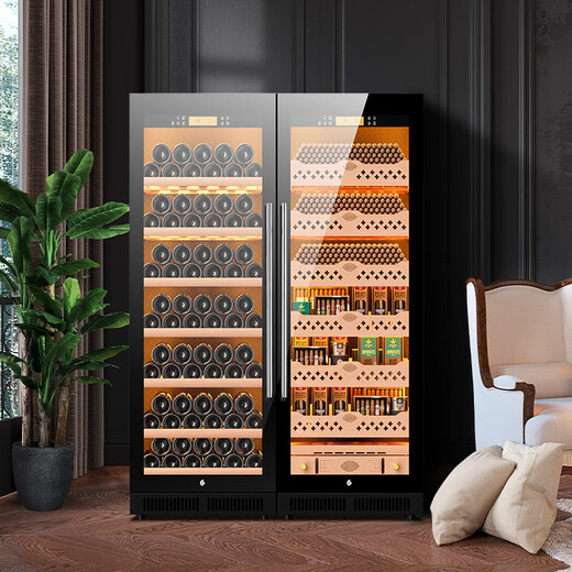 CIGARLOONG CL-120C1 Intelligent Constant Temperature and Humidity Cigar Cabinet Constant Temperature Red Wine Cabinet Negative Ion Ammonia Purifier WiFi Remote IoT Frequency Control Large Capacity Double Door Cigar and Red Wine Double Cabinet Black Beech Cigar and Red Wine Style WiFi + Purified Ammonia + Constant Temperature and Humidity