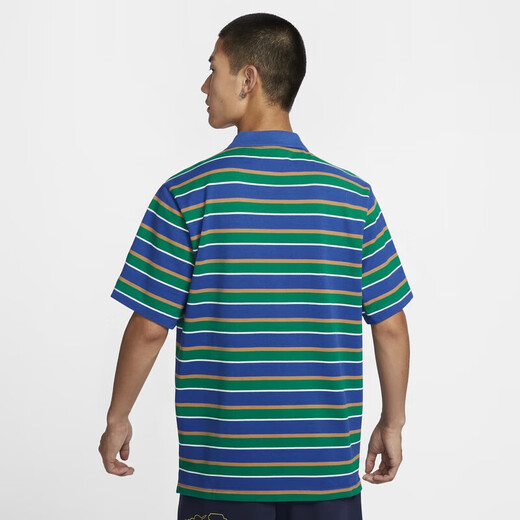 耐克（NIKE）T恤男装 2025春夏男子短袖翻领POLO衫透气休闲网球白色纯棉短袖男 FN3897-480 蓝色条纹 S