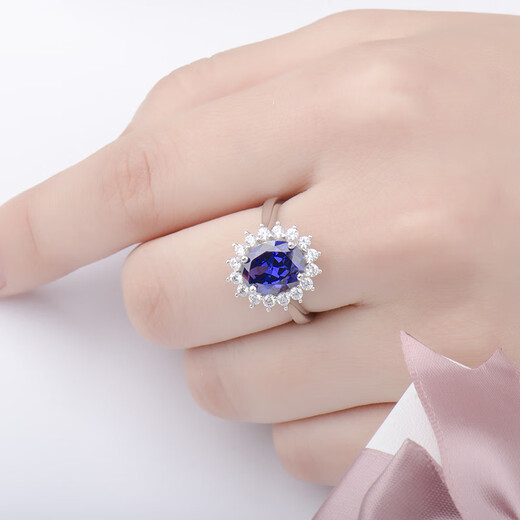 Shilian S925 sterling silver sapphire ring pigeon egg Princess Diana style ring ring female tanzanite gemstone female ring proposal ring live buckle ring