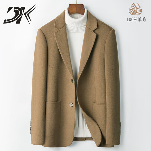 DK Brand Herren-Kleidung 100% reine Wollanzugjacke für Herren doppelseitig Tweed Coat Kurzer Herbst- und Winterstil lässig und vielseitig Mida Green M.