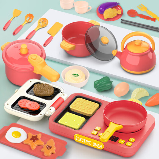 赟娅儿童宝宝厨房玩具套装做饭过家家全套仿真厨具灶台炉煮饭儿童节 二合一【电饭煲+电磁炉】绿65件 六一儿童节送礼新年礼物套装