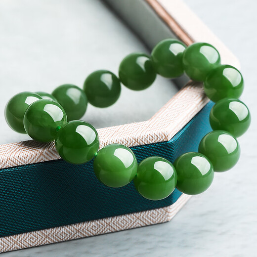 Cardamom Time Boutique 12mm Hetian Jade Black Jasper Bracelet High Head Jade Beads Zodiac Year Bracelet Gift for Men and Women