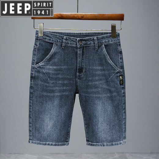 JEEP SPIRIT2024新款夏季薄款牛仔短裤男五分宽松直筒中裤休闲百搭弹力马裤 671蓝灰+671黑色 32 (2 尺5)