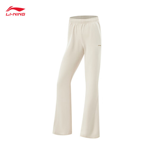 李宁显瘦奶芙裤子秋冬季新微喇卫裤休闲裤女子时尚亲肤舒适运动长裤 【亲肤透气】常规-微喇-沙丘卡其(718款)-5 XS