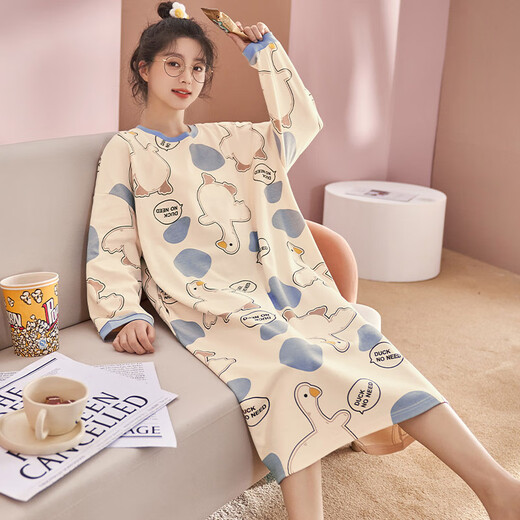 
Modal spring and autumn long-sleeved nightgown for women's autumn pajamas imitation cotton summer style 2025 new home clothing large size LX-16857 M