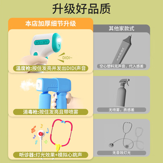 趣然儿童医生玩具套装女孩过家家仿真听诊医疗箱看病3-6宝宝生日礼物 升级款-大手提箱医疗套装
