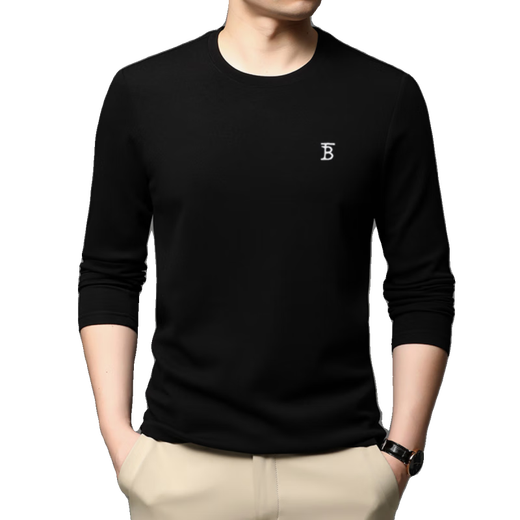 Barbouria Light Luxury Spring and Autumn New Men's Long Sleeve T-Shirt 2025 Fashion High-End Round Neck Slim Sweatshirt Upper Green Upper Green M 165/84A