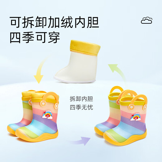 
Telanis children's rain boots boys' rain boots soft sole non-slip stepping water shoes girls children's water boots yellow/color 25 sizes
