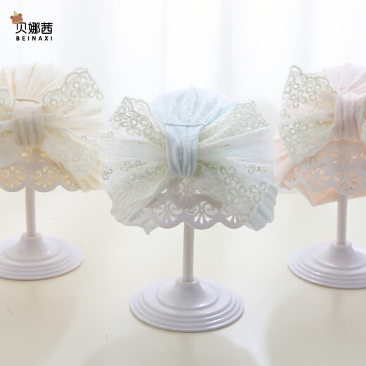 Benasi baby hat spring and autumn thin baby girl Indian hat fetal hat infant summer fontanelle hat princess fashion bow-yellow 3-18 months (40-48CM)