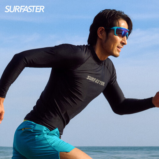 Speedy men's swimsuit hot spring wetsuit surfing sunscreen jellyfish beach seaside long-sleeved swimsuit black storm 3XL