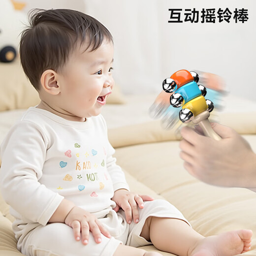 泰迪拾光儿童玩具婴儿摇铃安抚抓握训练软胶球拨浪鼓摇铃5件生日礼物
